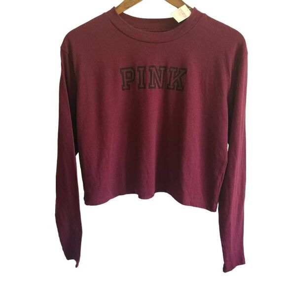 PINK Victoria's Secret Women's XS Logo Crop Top Long Sleeve - Picture 1 of 4